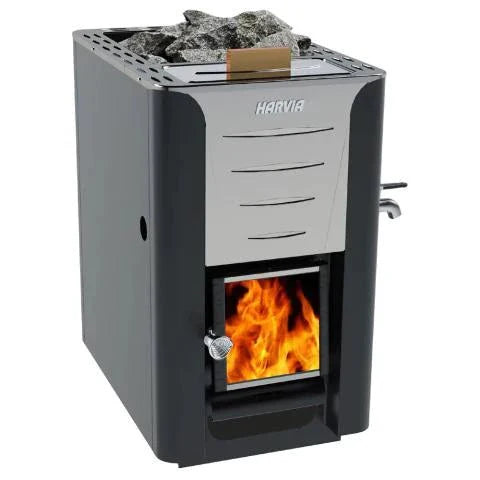 Harvia Pro Series, 24.1kW, Wood Sauna Stove with Water Tank Harvia Black 20 Liter water tank built-in