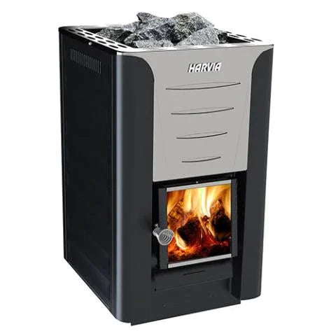 Harvia PRO Series 24kW Sauna Wood Sauna Stove Harvia Black With Stones (10-15cm Split Face Sauna Stones)