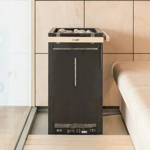 Harvia Virta Combi Series 9.0kW Electric Sauna Heater + Steamer at 240V 1PH Harvia Black With Controls (Harvia Xenio CX30C-U1-XW) Without Stones