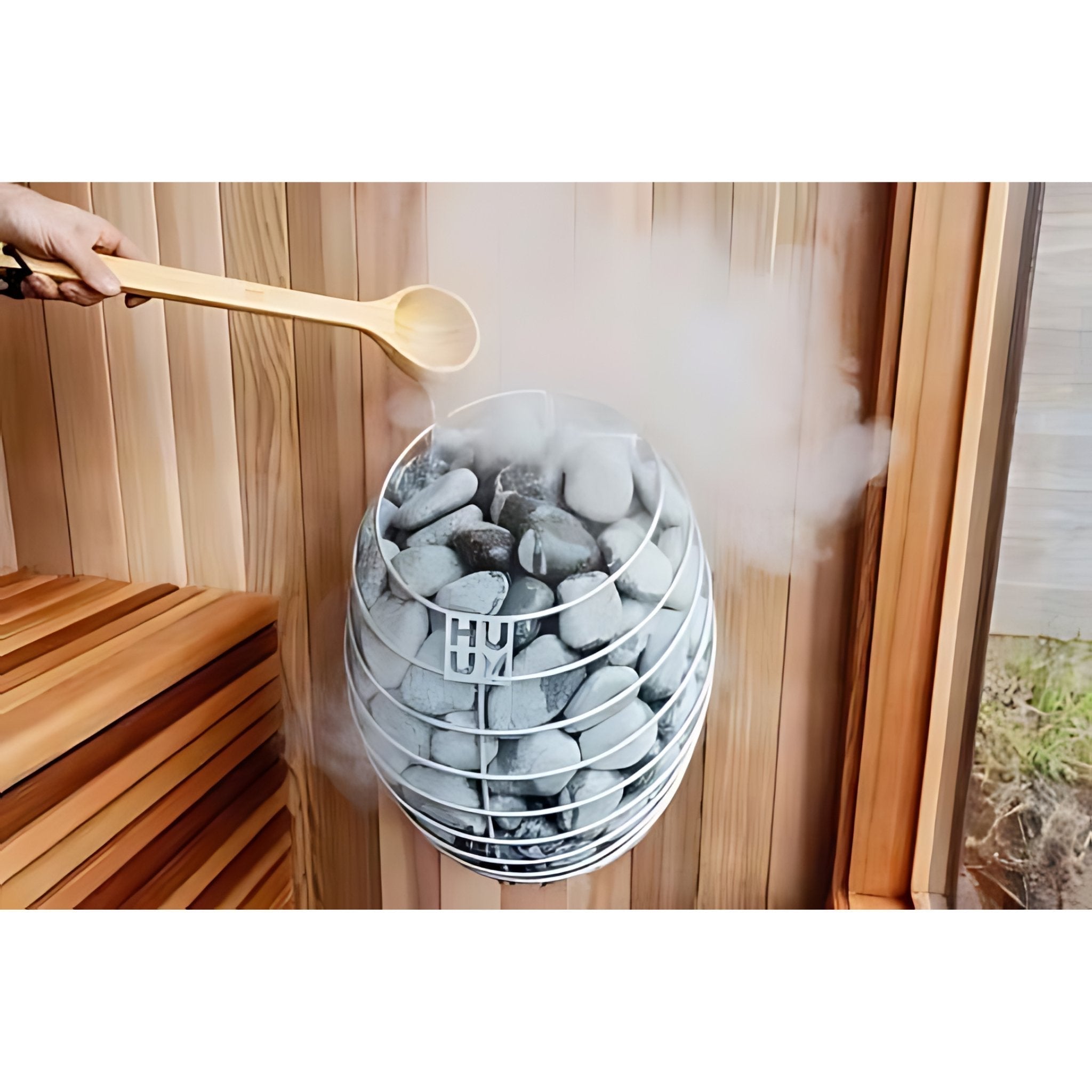 HUUM DROP Series 7.5kW Electric Sauna Heater Package (UKU Local Black Control + Stones) HUUM