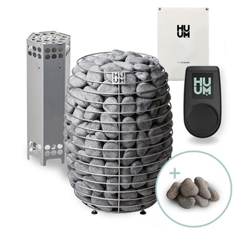 HUUM HIVE Series 12.0kW Electric Sauna Heater Package (Heater + Control + Stones) HUUM Huum UKU Local Sauna Control- BLACK