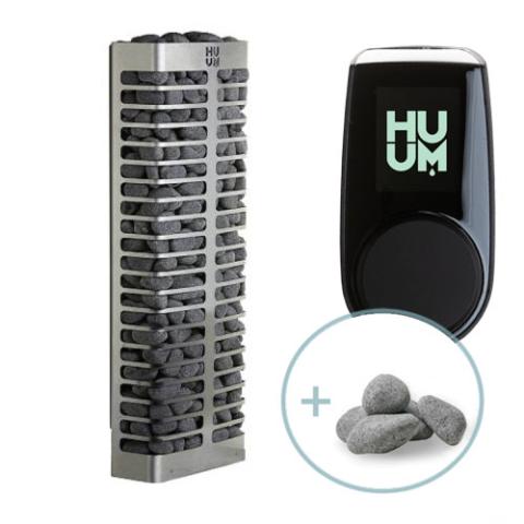 HUUM STEEL Mini Series 3.5kW Electric Sauna Heater Package (Stones + Controller) HUUM UKU Local Black