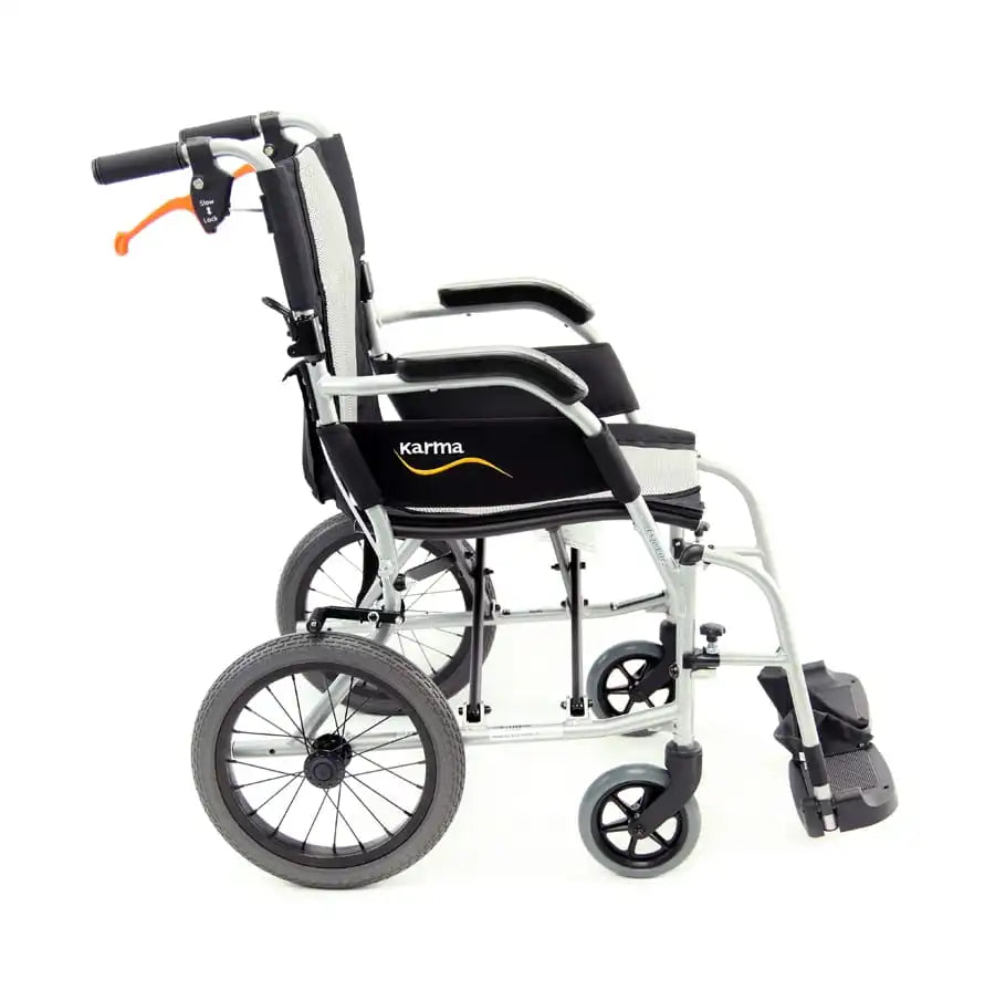 Karman Ergo Flight Transport with Swing Away Footrest and Companion Brakes transport wheelchairs Karman Healthcare   