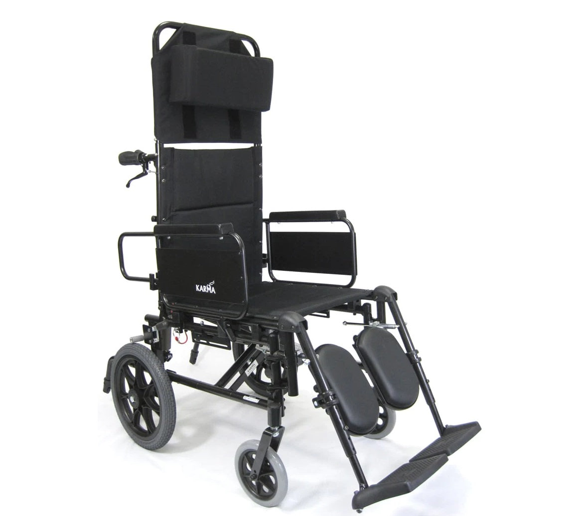 Karman KM-5000-TP Transport Lightweight Reclining Wheelchair with Removable Desk Armrest Reclining Wheelchairs Karman Healthcare 16"  