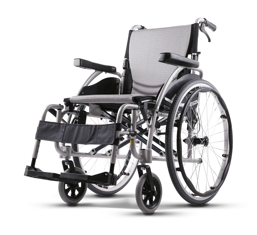 Karman S-Ergo 125 Ergonomic Wheelchair with Flip-Back Armrest and Swing Away Footrest Ergonomic Wheelchairs Karman Healthcare 16" Silver 