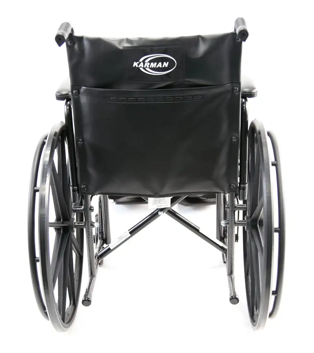 Karman KN-700T Height Adjustable Steel Wheelchair with Removable Armrest Standard Wheelchairs Karman Healthcare   