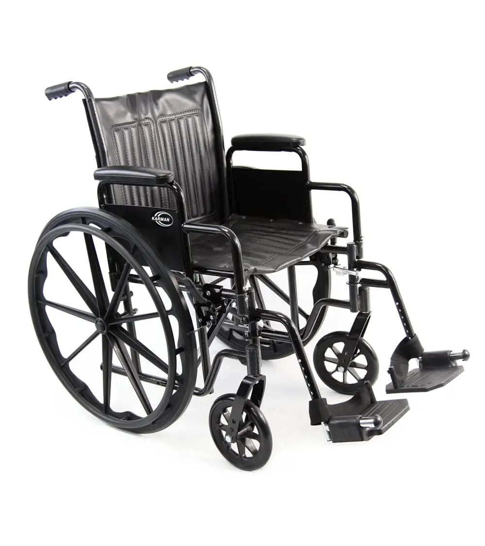 Karman KN-700T Height Adjustable Steel Wheelchair with Removable Armrest Standard Wheelchairs Karman Healthcare 16"  