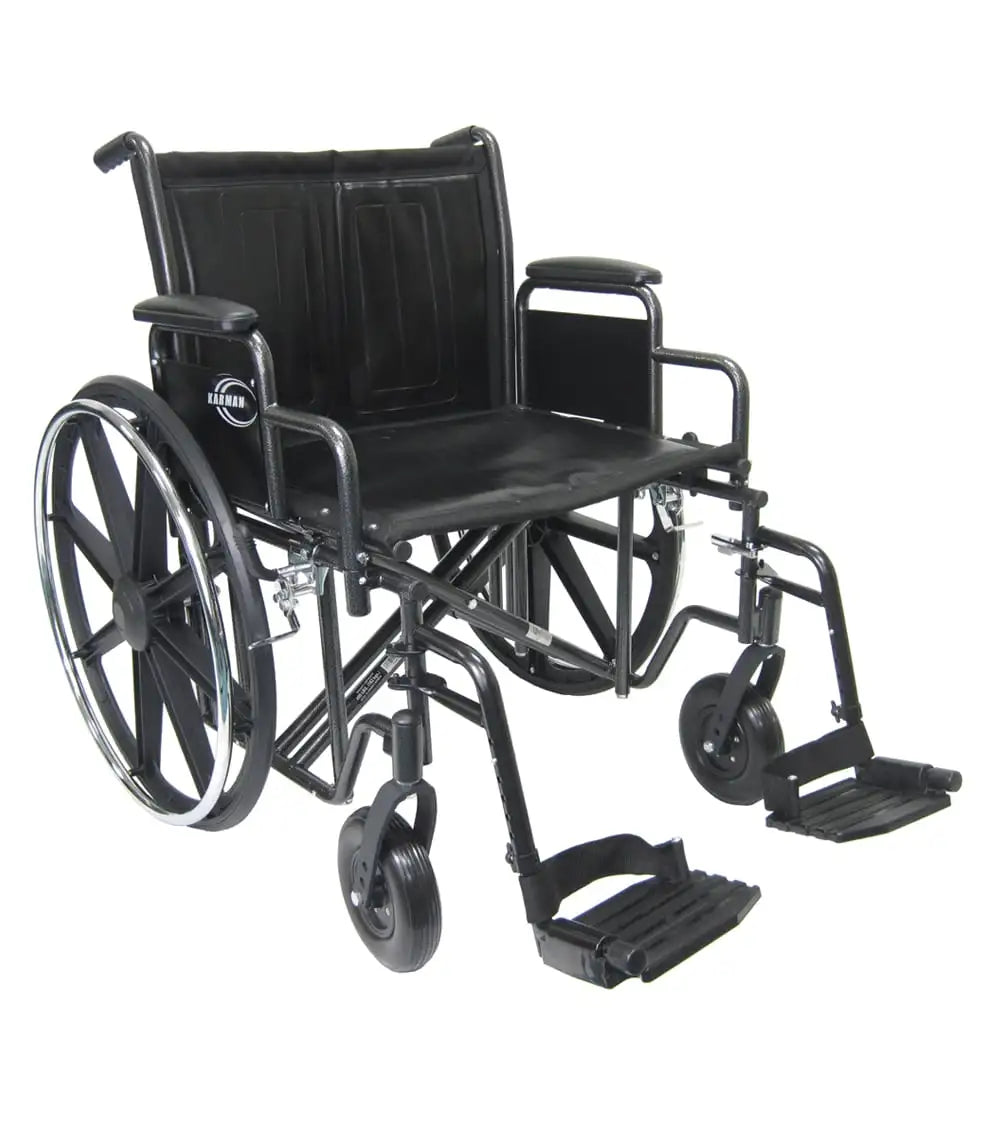 Karman KN-922 22" Seat Heavy Duty Wheelchair with Removable Armrest and Adjustable Seat Height Bariatric Wheelchairs Karman Healthcare   