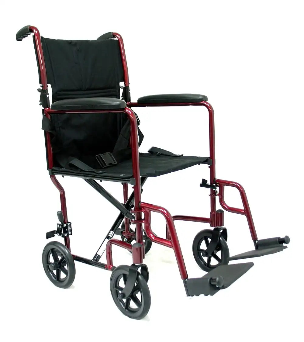 Karman LT-2017, LT-2019 Lightweight Transport Chair with Removable Footrest transport wheelchairs Karman Healthcare 17" Burgundy 