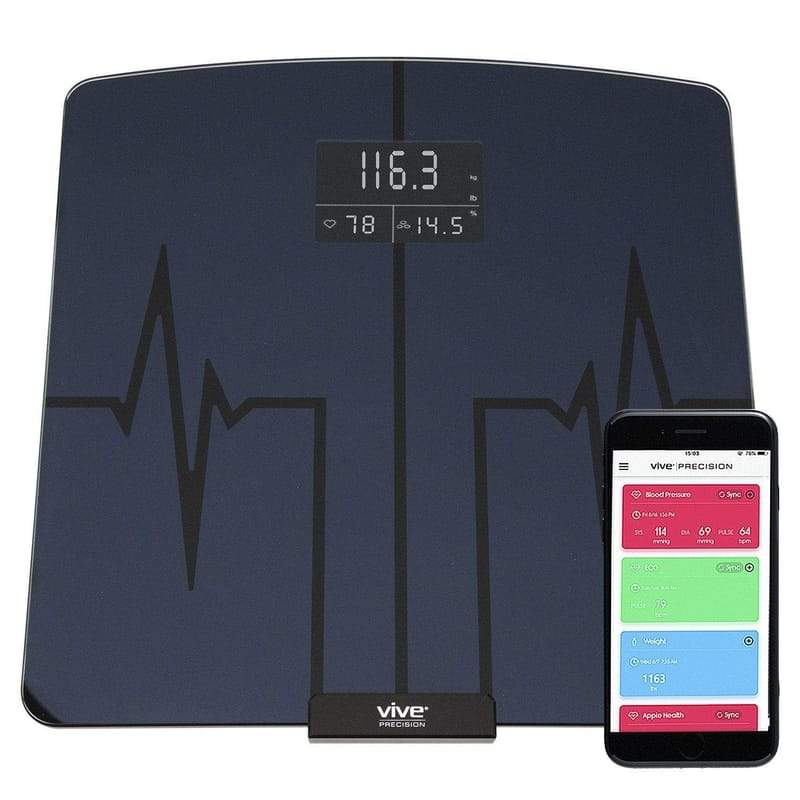 Vive Health Digital Heart Rate Scale Compatible with Smart Devices Digital Measuring Devices Vive Health Black  