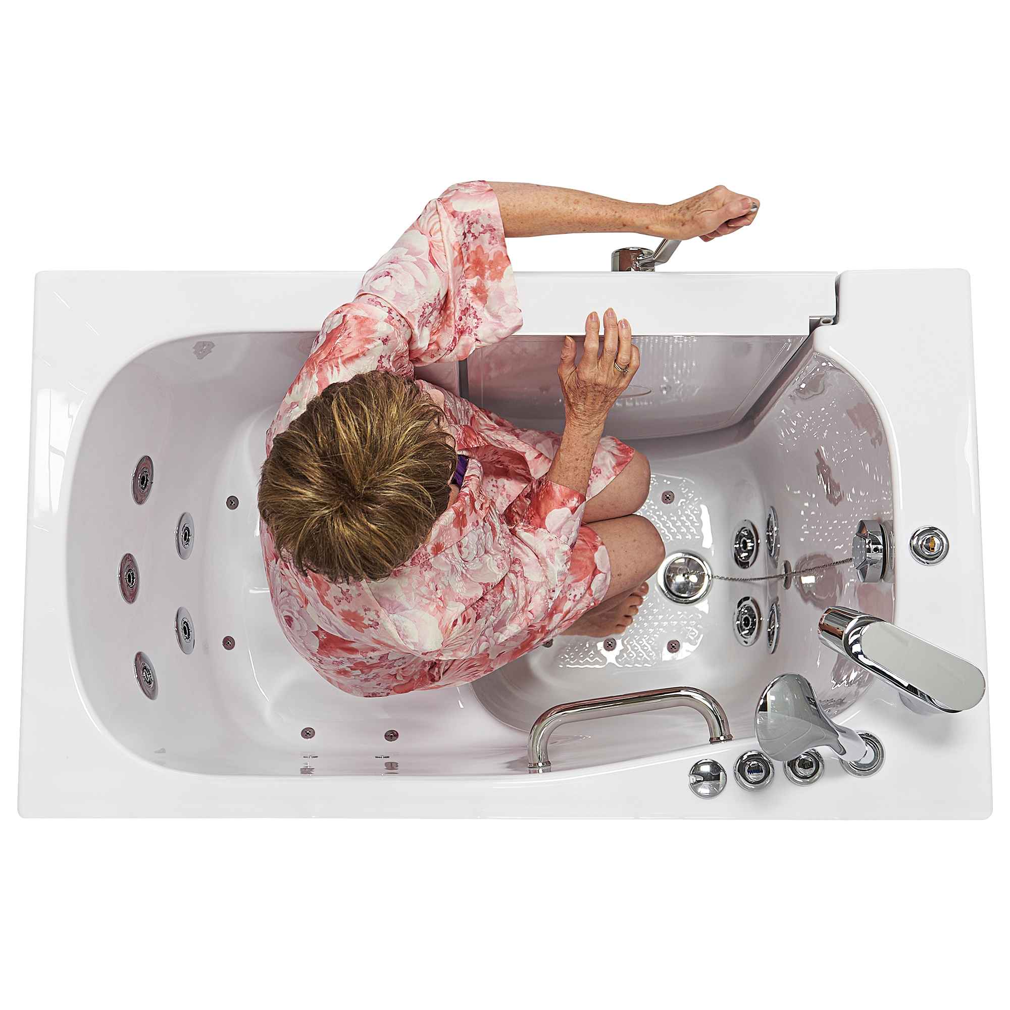 Ella Mobile 26"x45" Acrylic Air and Hydro Massage Walk-In Bathtub with Outward Swing Door, 2 Piece Fast Fill Faucet, 2"  Drain Bath Tub Ella's Bubbles   