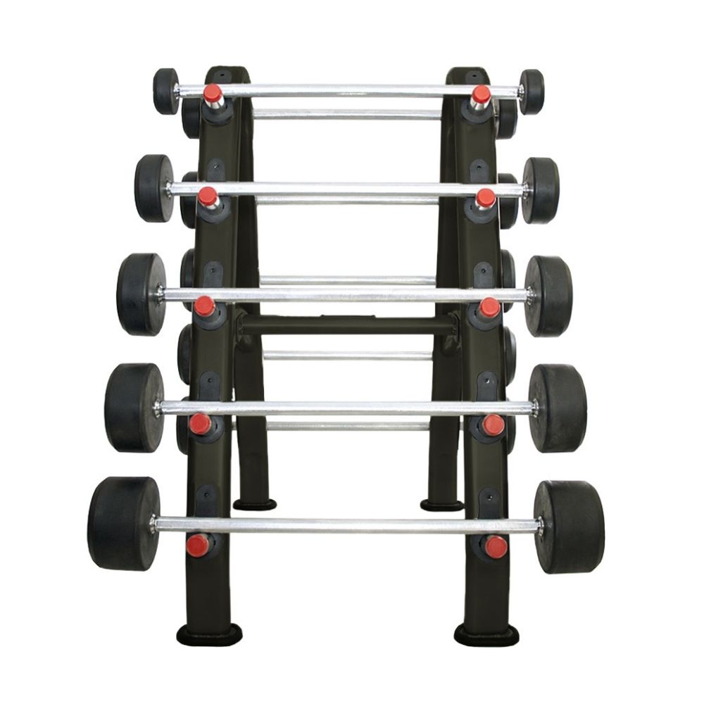 TKO Strength Urethane Barbell Set 20 lb - 110 lb with Rack Free Weights TKO Strength and Performance Curl Barbells  