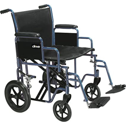 Drive Medical Transport Wheelchair Bariatric 22 Wide Blue  Drive Medical Default Title  