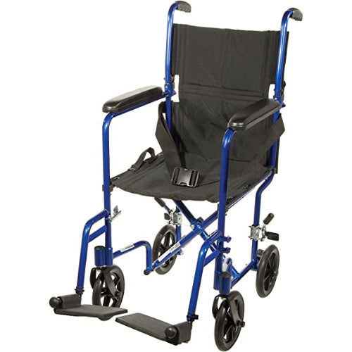 Drive Medical Wheelchair Transport Lightweight Blue 17  Drive Medical Default Title  