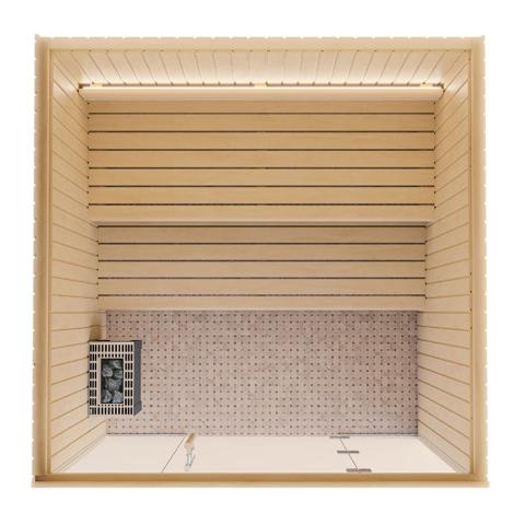 Auroom Emma Glass 4-6 Person Traditional Sauna Indoor Sauna Auroom Left Alder 79" x 79"