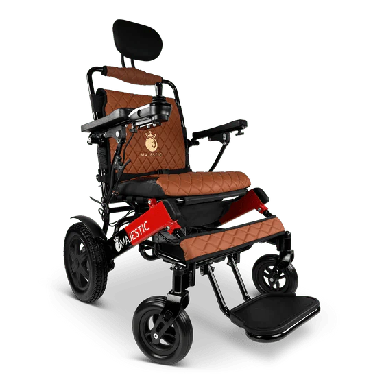 ComfyGO Majestic IQ-9000 Long Range Remote Controlled Folding Reclining Electric Wheelchair Power Wheelchairs ComfyGO Black & Red Taba Non-Reclining
