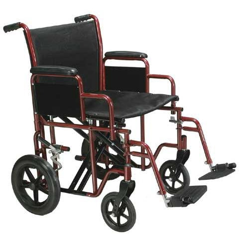 Drive Medical Bariatric Steel Transport Wheelchair 20 Wide Red  Drive Medical   