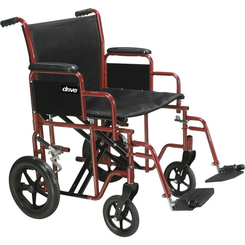 Drive Medical Transport Wheelchair Bariatric 22 Wide Red  Drive Medical   