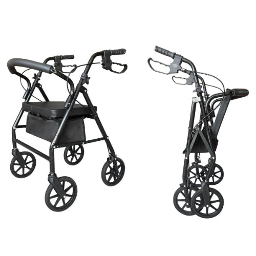 Drive Medical Rollator 4-Wheel with Pouch And Padded Seat Black  Drive Medical   