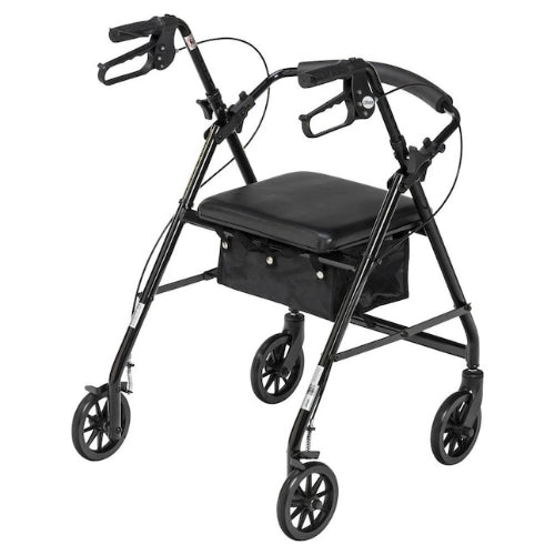 Drive Medical Rollator 4-Wheel with Pouch And Padded Seat Black  Drive Medical   