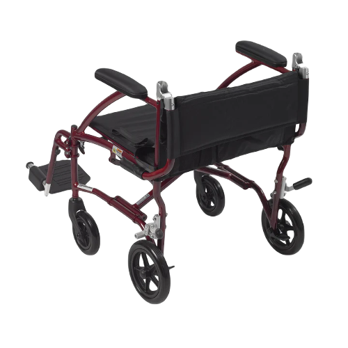 Drive Medical Fly-Lite Transport Chair Burgundy 19 Wheelchair - Transport Drive Medical   