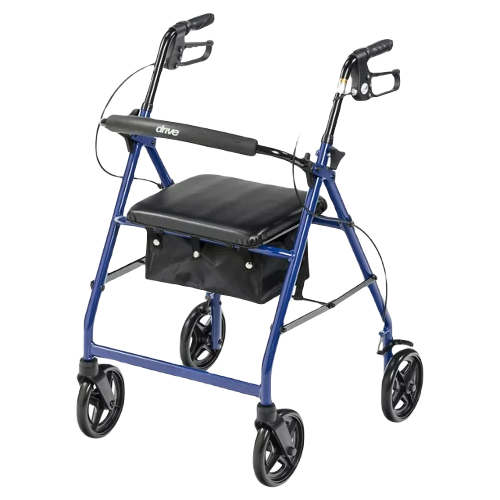 Drive Medical Rollator  Aluminum walker Fold-Up And Removable Back Padded Seat Blue Rollators Drive Medical   