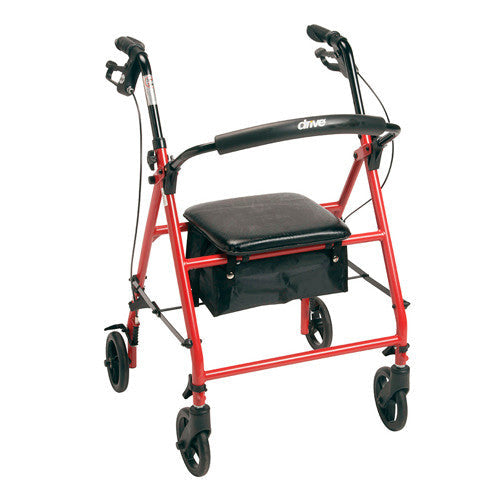 Drive Medical Steel Rollator with 6 inch Wheels Knocked-Down, Red  Drive Medical Default Title  