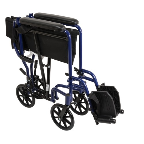 Drive Medical Aluminum Transport Chair with Footrests  Blue Wheelchair - Transport Drive Medical   