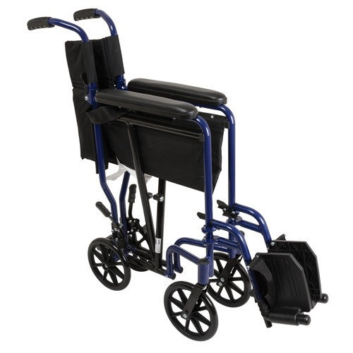 Drive Medical Aluminum Transport Chair with Footrests  Blue Wheelchair - Transport Drive Medical   