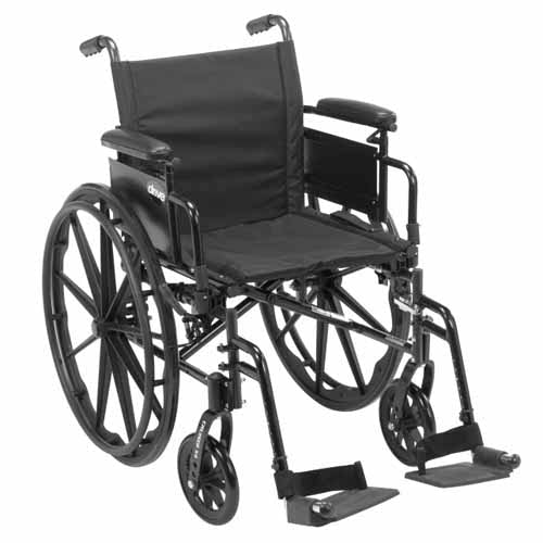 Drive Medical Cruiser X4 Wheel Chair 16 with Elevating Leg Rests & Height Adjustable Flip-Back Full Arms  Drive Medical Default Title  