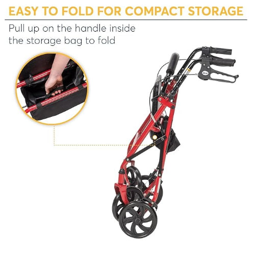 Drive Medical Four Wheel Walker Rollator with Removable Back Support  Drive Medical   