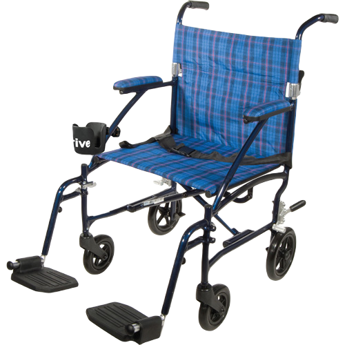 Drive Medical Fly-Lite Transport Chair Blue  19 Wheelchair - Transport Drive Medical   