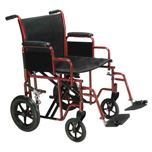 Drive Medical Transport Wheelchair Bariatric 22 Wide Red  Drive Medical Default Title  