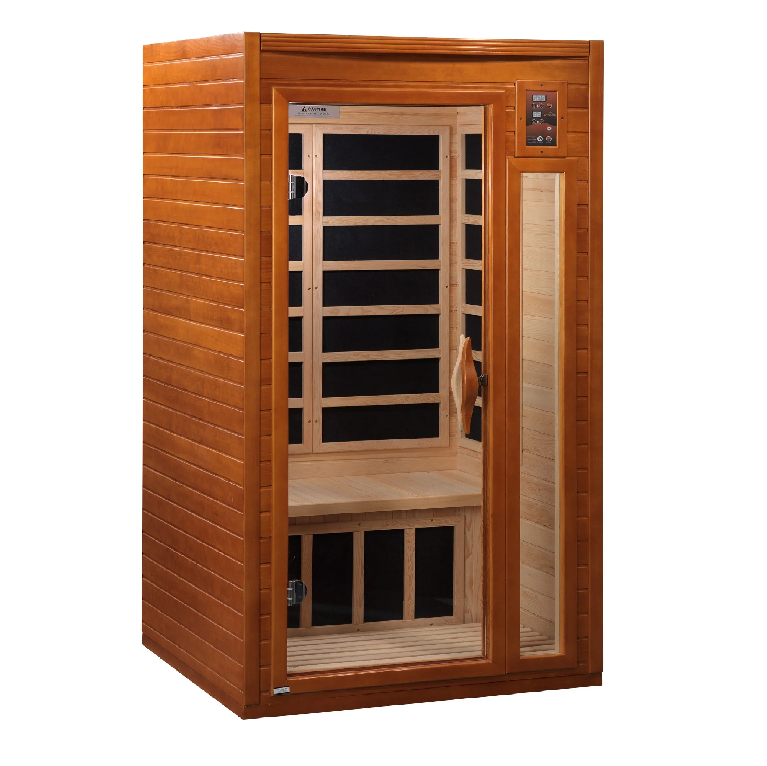 Dynamic Barcelona 1-2-person Low EMF FAR Infrared Sauna (Honey Dark Stain) INFRARED SAUNA Dynamic Saunas   