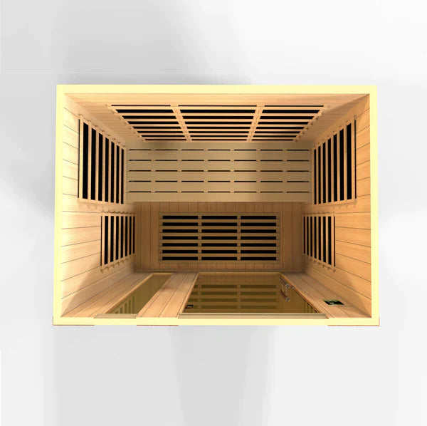 Dynamic Lugano 3 Person Low EMF FAR Infrared Sauna (Honey Dark Stain Canadian Hemlock) INFRARED SAUNA Dynamic Saunas   