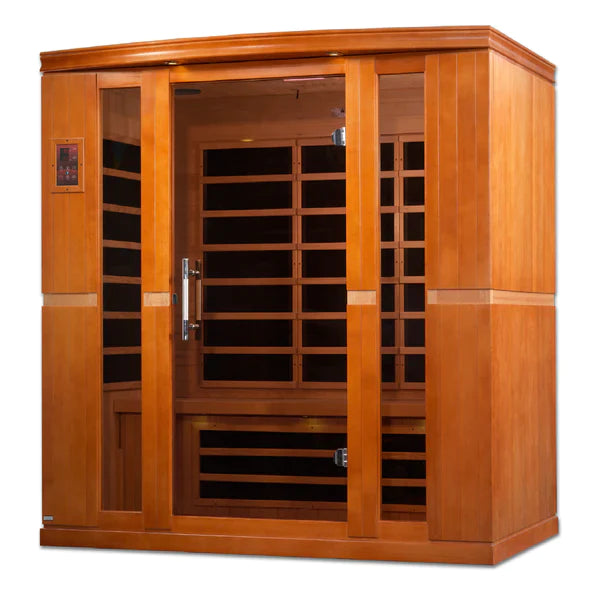 Dynamic Bergamo 4-person Low EMF FAR Infrared Sauna (Honey Dark Stain) INFRARED SAUNA Dynamic Saunas   