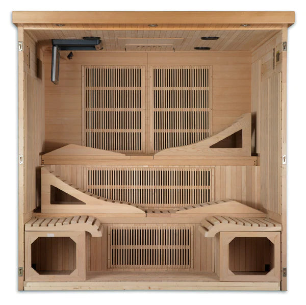 Golden Designs Monaco 6 Person Near Zero EMF Far Infrared Sauna (Natural Finish) GDI-6996-01 INFRARED SAUNA Golden Designs Saunas   