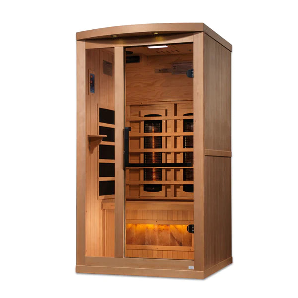 Golden Designs 1-2 Person Full Spectrum PureTech™ Infrared Sauna with Near Zero Carbon Heaters and Himalayan Salt Bar INFRARED SAUNA Golden Designs Saunas   