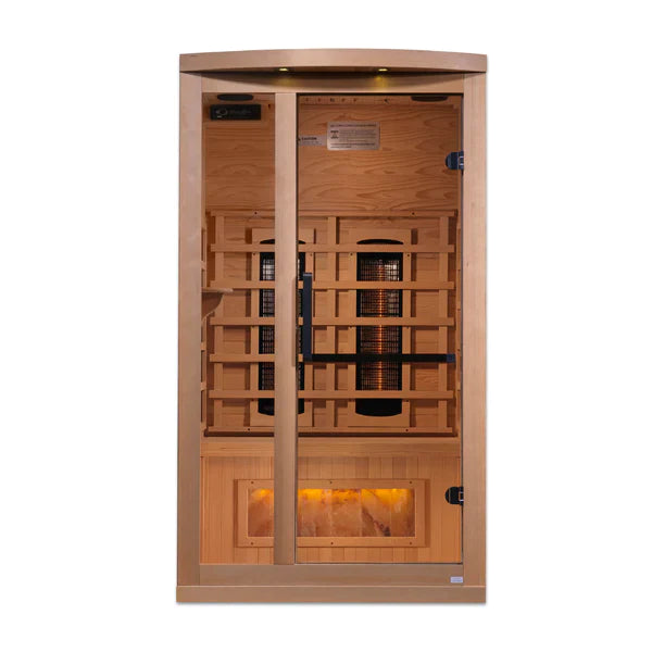 Golden Designs 1-2 Person Full Spectrum PureTech™ Infrared Sauna with Near Zero Carbon Heaters and Himalayan Salt Bar INFRARED SAUNA Golden Designs Saunas   