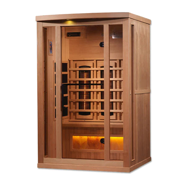 Golden Designs 2-Person Full Spectrum Infrared Sauna with Near Zero Carbon Heaters and Himalayan Salt Bar INFRARED SAUNA Golden Designs Saunas   