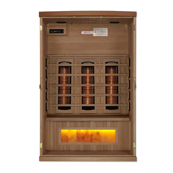Golden Designs 2-Person Full Spectrum Infrared Sauna with Near Zero Carbon Heaters and Himalayan Salt Bar INFRARED SAUNA Golden Designs Saunas   