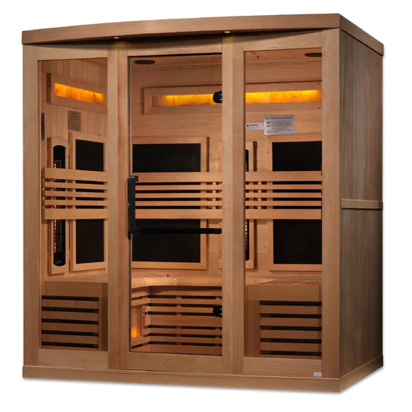 Golden Designs 6-Person Full Spectrum PureTech™ Near Zero EMF FAR Infrared Sauna  with Near Zero Carbon Heaters and Himalayan Salt Bar INFRARED SAUNA Golden Designs Saunas   