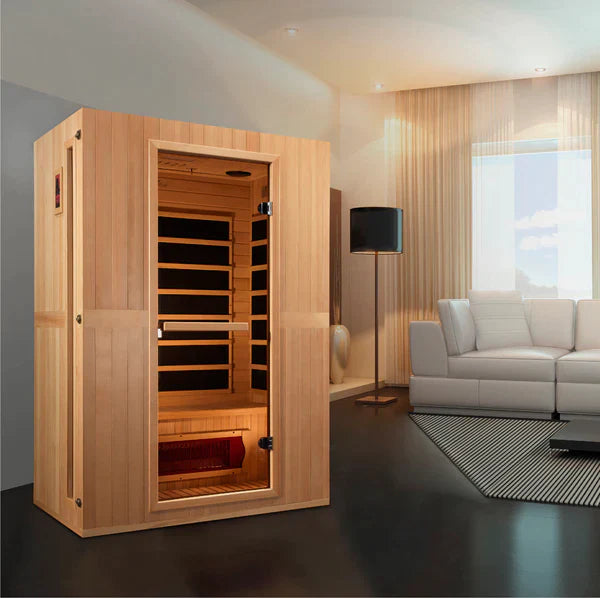 Maxxus Serenity Dual Tech 2 person Low EMF FAR Infrared Sauna (Natural Canadian Hemlock) INFRARED SAUNA Maxxus Saunas   