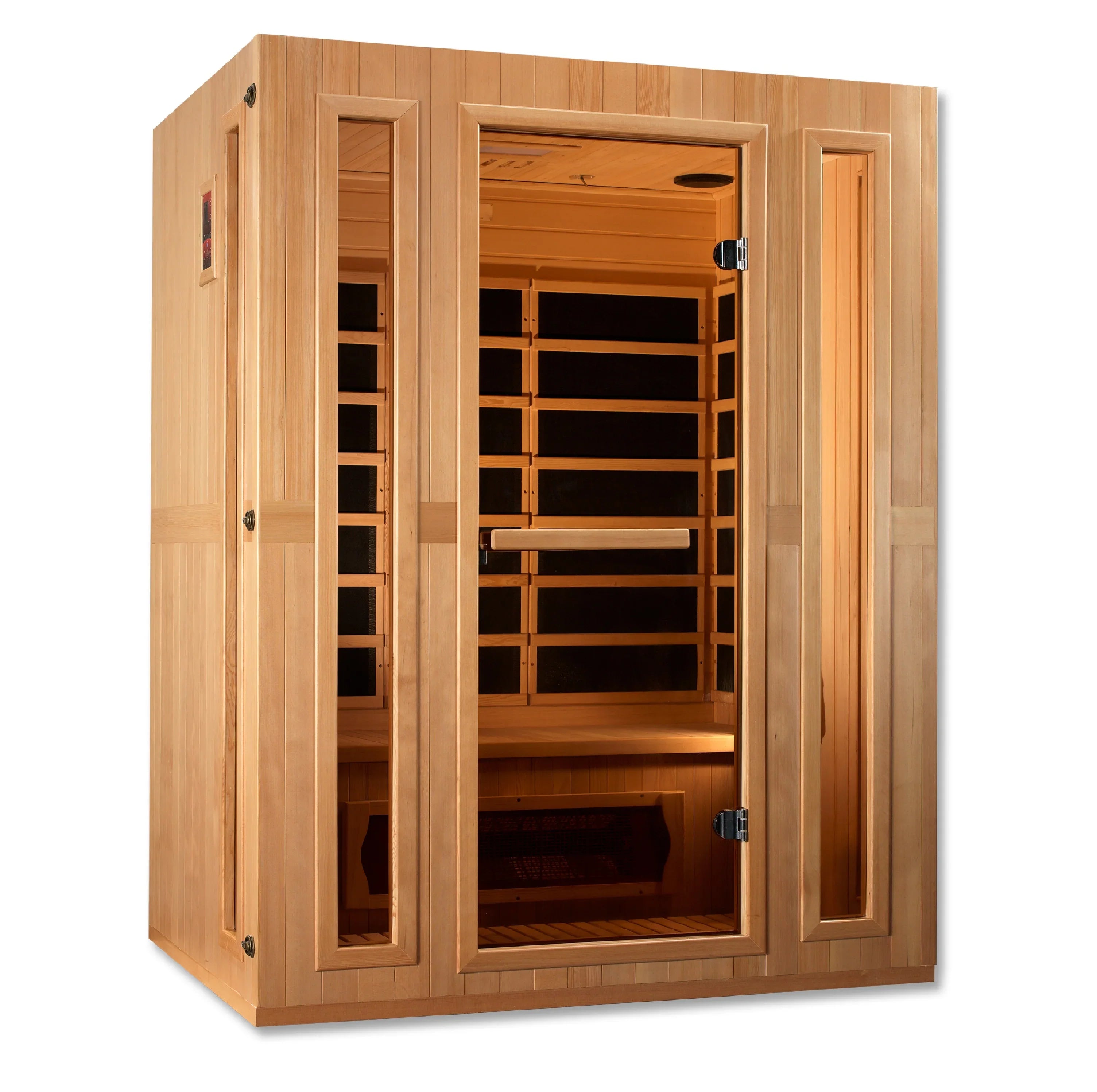 Maxxus Trinity Dual Tech 3 person Low EMF FAR Infrared Sauna (Natural Canadian Hemlock) INFRARED SAUNA Maxxus Saunas   