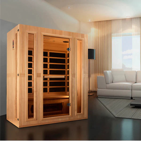 Maxxus Trinity Dual Tech 3 person Low EMF FAR Infrared Sauna (Natural Canadian Hemlock) INFRARED SAUNA Maxxus Saunas   