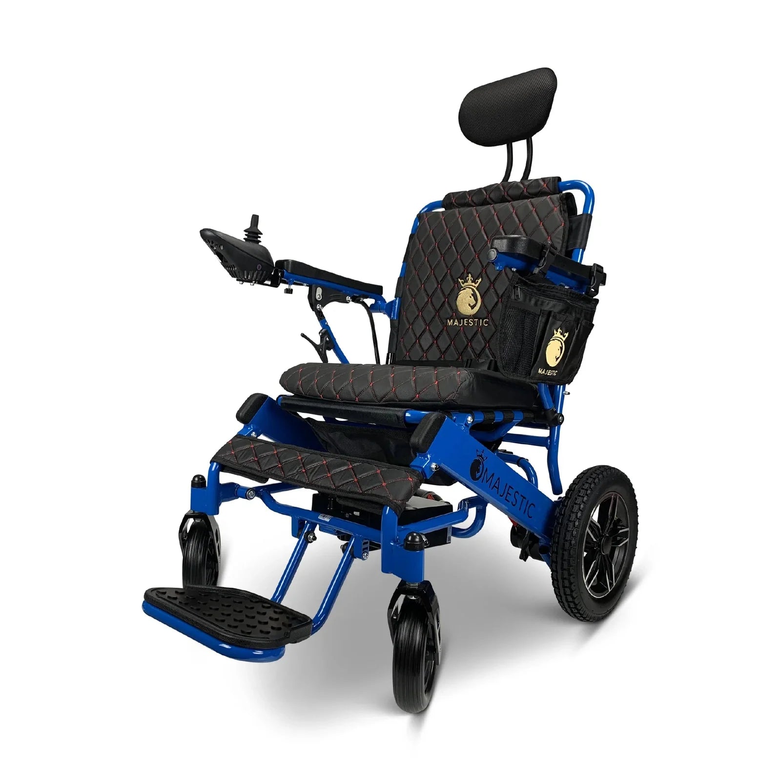 ComfyGO Majestic IQ-8000 Remote Controlled Lightweight Folding Electric Wheelchair Power Wheelchairs ComfyGO Blue Black 10 Miles & 17.5" Seat Width