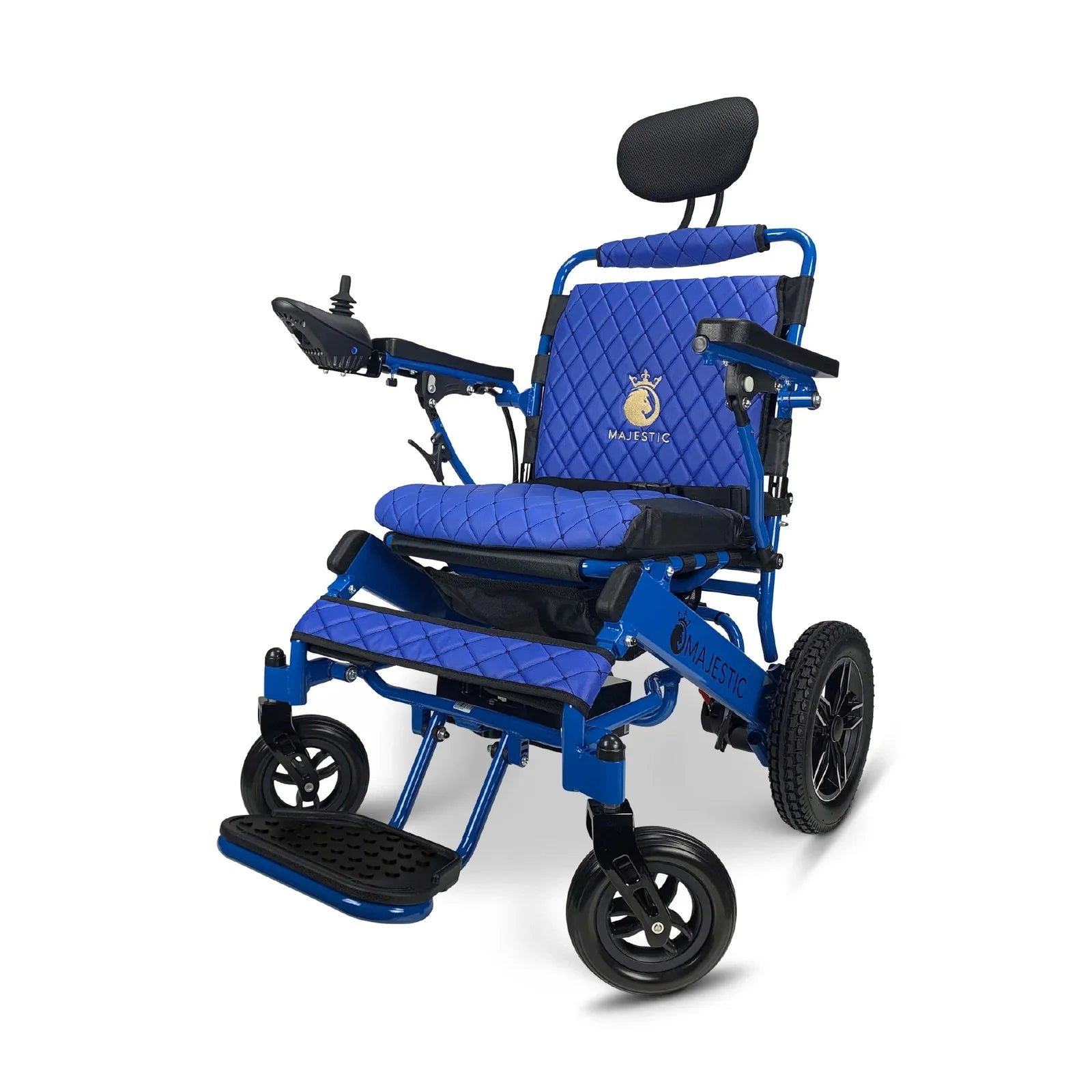 ComfyGO Majestic IQ-8000 Remote Controlled Lightweight Folding Electric Wheelchair Power Wheelchairs ComfyGO Blue Blue 10 Miles & 17.5" Seat Width
