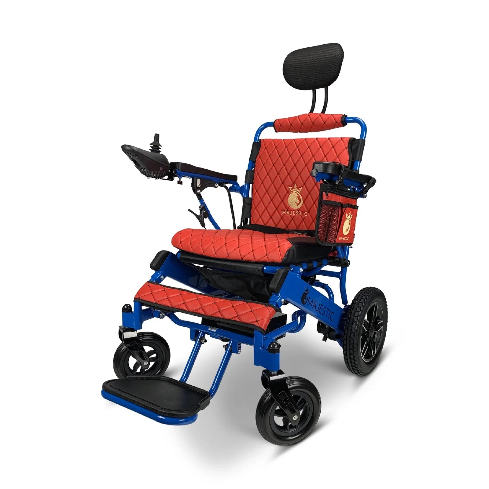 ComfyGO Majestic IQ-8000 Remote Controlled Lightweight Folding Electric Wheelchair Power Wheelchairs ComfyGO Blue Red 10 Miles & 17.5" Seat Width