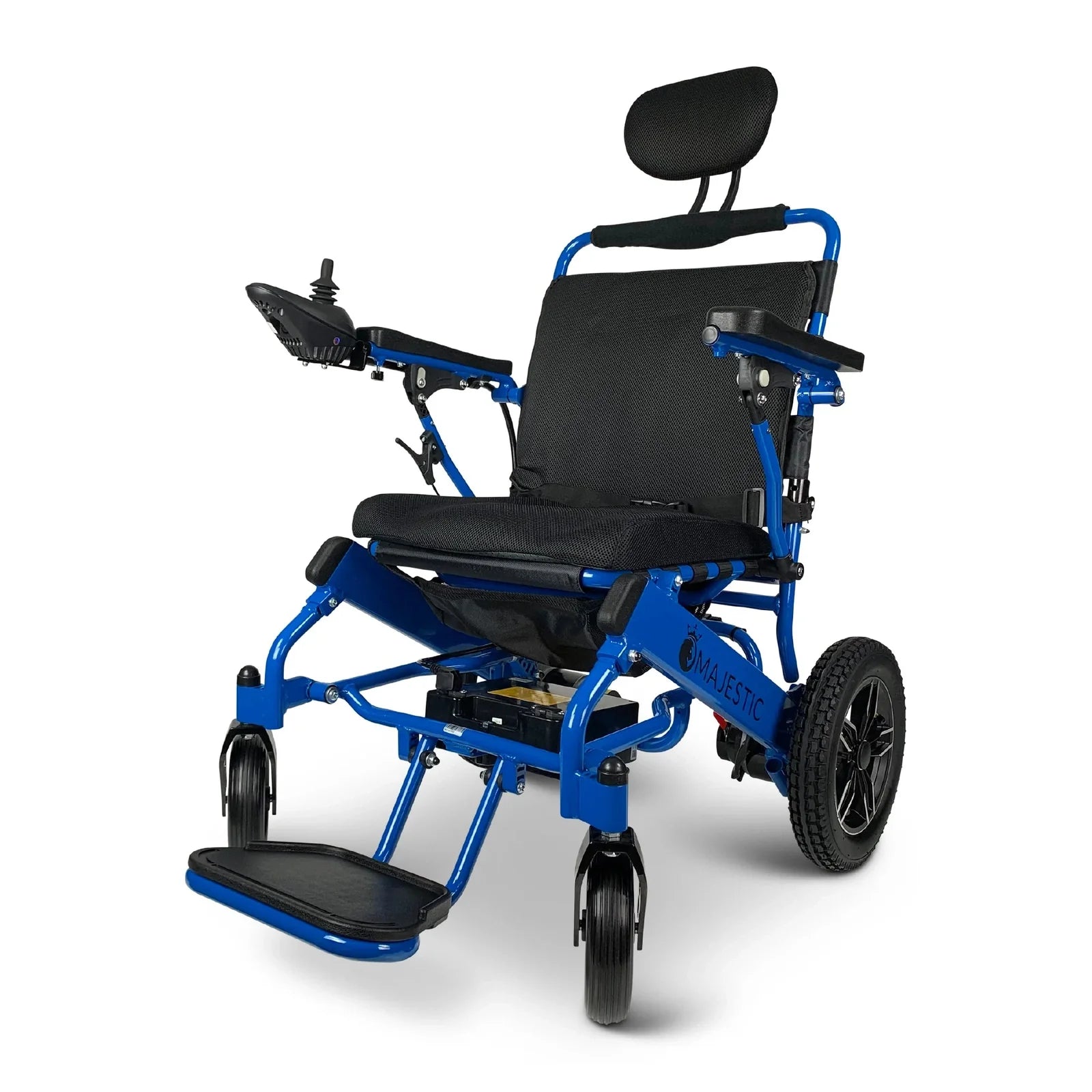 ComfyGO Majestic IQ-8000 Remote Controlled Lightweight Folding Electric Wheelchair Power Wheelchairs ComfyGO Blue Standard 10 Miles & 17.5" Seat Width