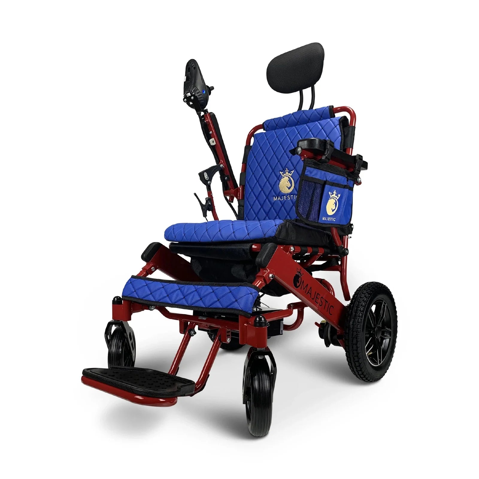 ComfyGO Majestic IQ-8000 Remote Controlled Lightweight Folding Electric Wheelchair Power Wheelchairs ComfyGO Red Blue 10 Miles & 17.5" Seat Width